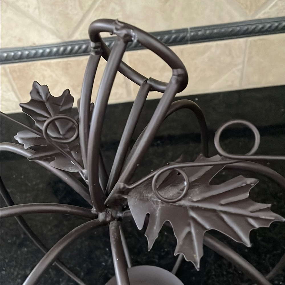 Bronze Metal Pumpkin Accent for the Holiday Season with Luminara Candle Lighting - Picture 4 of 8